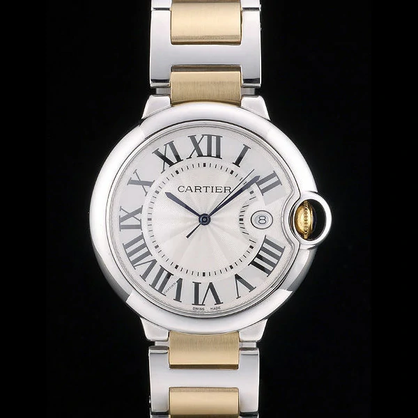 Cartier Ballon Bleu 42mm White Dial Stainless Steel Case Two Tone Gold Bracelet new59125