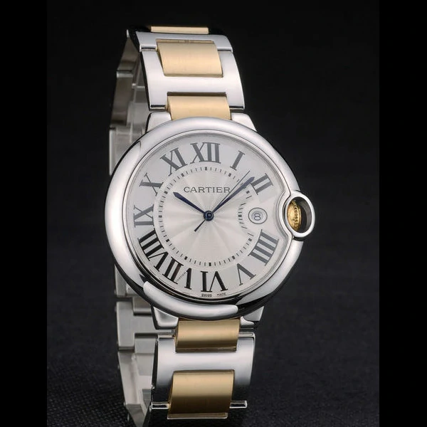 Cartier Ballon Bleu 42mm White Dial Stainless Steel Case Two Tone Gold Bracelet new59125
