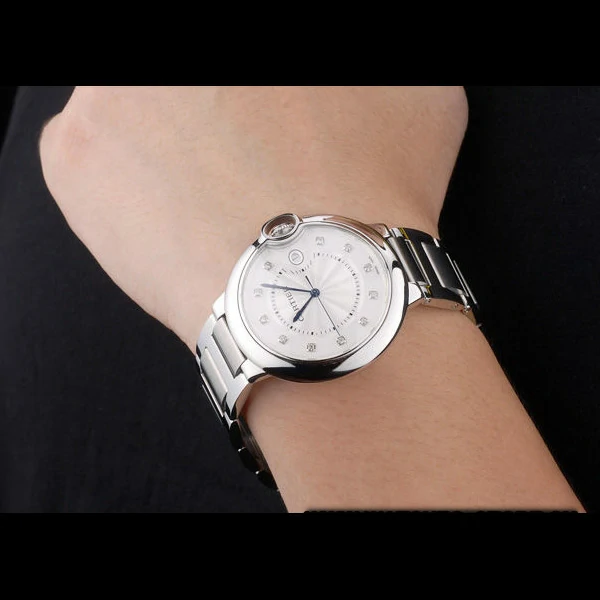 Cartier Ballon Bleu 42mm White Dial Stainless Steel Case Two Tone Silver Bracelet new59127