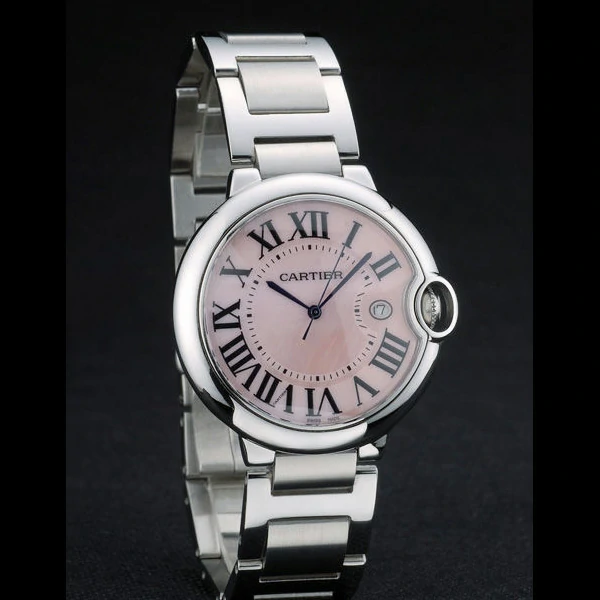 Cartier Ballon Bleu 42mm Pink Dial Stainless Steel Case And Bracelet new59135