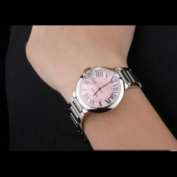Cartier Ballon Bleu 42mm Pink Dial Stainless Steel Case And Bracelet new59135