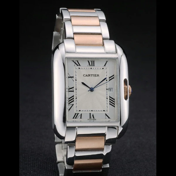 Cartier Tank Anglaise 36mm White Dial Stainless Steel Case Two Tone Bracelet new59150