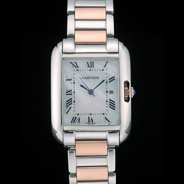 Cartier Tank Anglaise 30mm White Dial Stainless Steel Case Two Tone Bracelet new59151