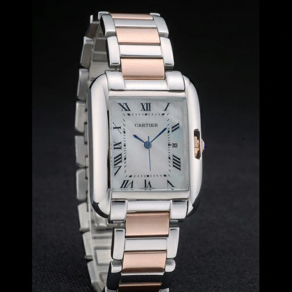 Cartier Tank Anglaise 30mm White Dial Stainless Steel Case Two Tone Bracelet new59151