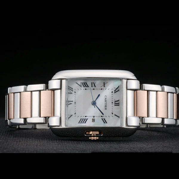 Cartier Tank Anglaise 30mm White Dial Stainless Steel Case Two Tone Bracelet new59151