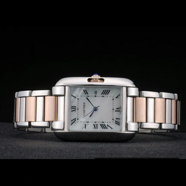 Cartier Tank Anglaise 30mm White Dial Stainless Steel Case Two Tone Bracelet new59151