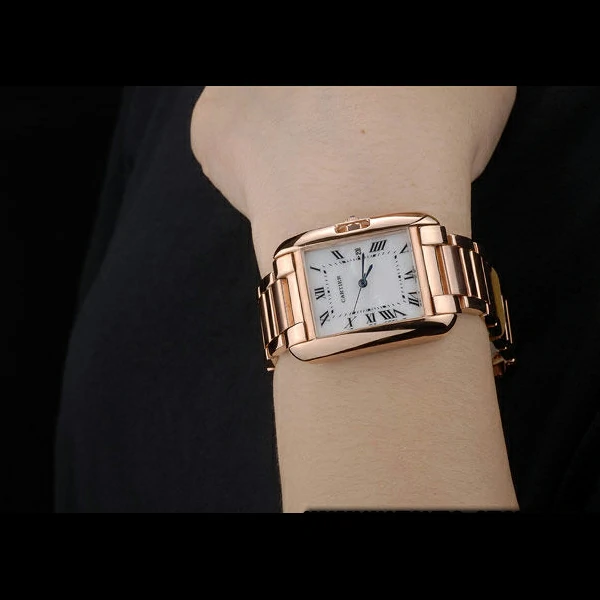 Cartier Tank Anglaise 30mm White Dial Rose Gold Case And Bracelet new59153
