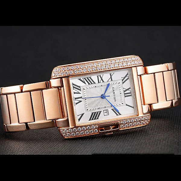 Cartier Tank Anglaise 30mm White Dial Diamonds Rose Gold Case Rose Gold Bracelet new59155