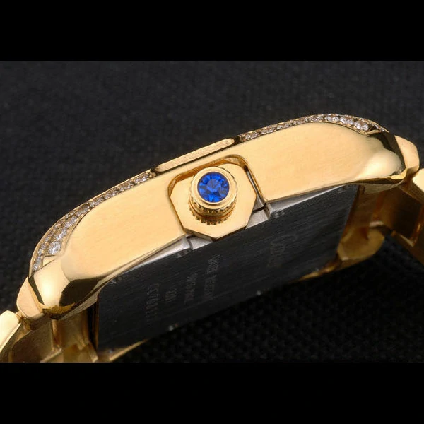 Cartier Tank Anglaise 36mm White Dial Diamonds Gold Case Gold Bracelet new59156