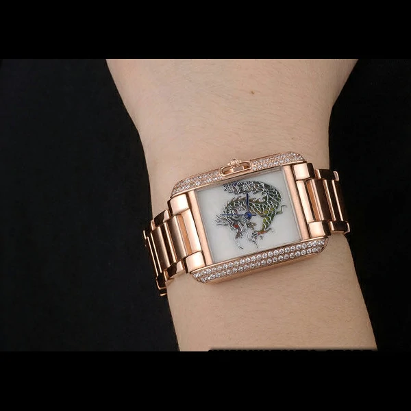 Cartier Tank Anglaise White Dragon Dial Diamonds Rose Gold Case Rose Gold Bracelet new59160