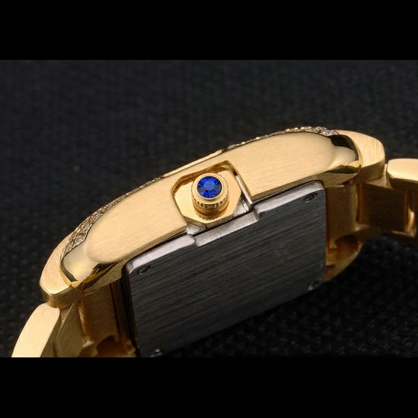 Cartier Tank Anglaise White Dragon Dial Diamonds Gold Case Gold Bracelet new59161