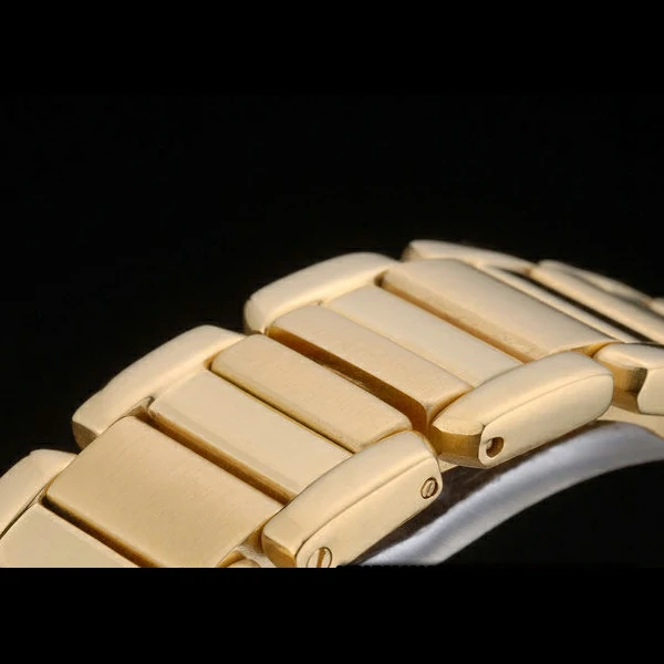 Cartier Tank Anglaise White Tortoise Dial Diamonds Gold Case Gold Bracelet new59162