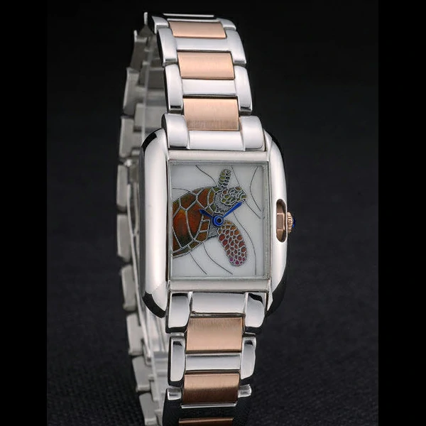 Cartier Tank Anglaise White Tortoise Dial Stainless Steel Case Two Tone Bracelet new59164
