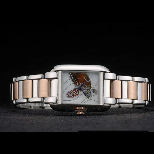 Cartier Tank Anglaise White Tortoise Dial Stainless Steel Case Two Tone Bracelet new59164