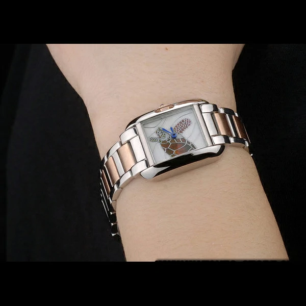 Cartier Tank Anglaise White Tortoise Dial Stainless Steel Case Two Tone Bracelet new59164