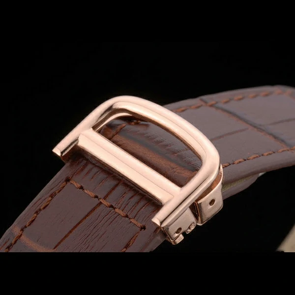 Cartier Tank Anglaise White Tortoise Dial Gold Case Brown Leather Bracelet new59165