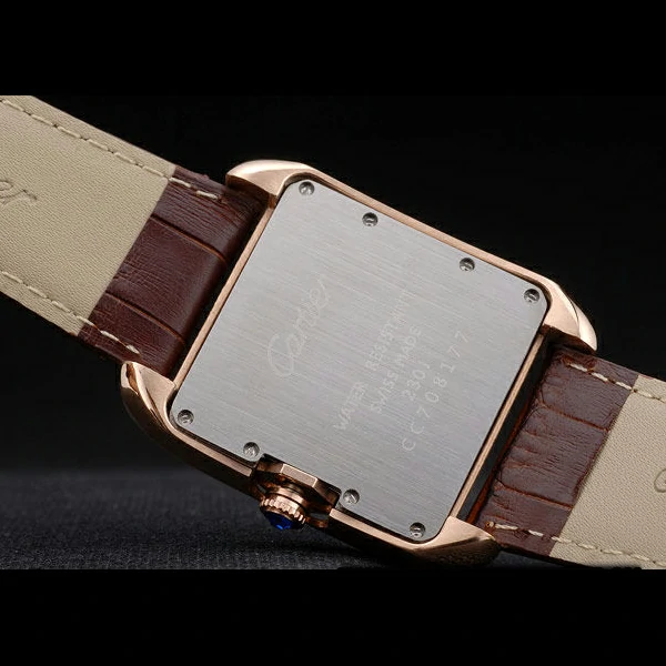 Cartier Tank Anglaise White Tortoise Dial Gold Case Brown Leather Bracelet new59165