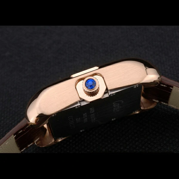 Cartier Tank Anglaise White Tortoise Dial Gold Case Brown Leather Bracelet new59165