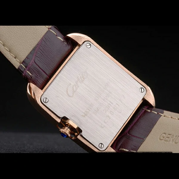 Cartier Tank Anglaise White Dragon Dial Diamonds Gold Case Purple Leather Bracelet new59168