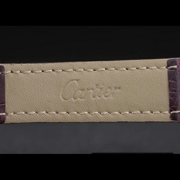 Cartier Tank Anglaise White Tiger Dial Gold Case Purple Leather Bracelet new59172