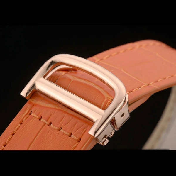 Cartier Tank Anglaise 36mm White Dial Gold Case Orange Leather Bracelet new59176