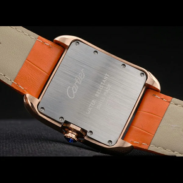 Cartier Tank Anglaise 36mm White Dial Gold Case Orange Leather Bracelet new59176