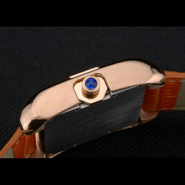 Cartier Tank Anglaise 36mm White Dial Gold Case Orange Leather Bracelet new59176