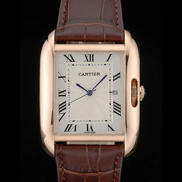 Cartier Tank Anglaise 36mm White Dial Gold Case Brown Leather Bracelet new59177