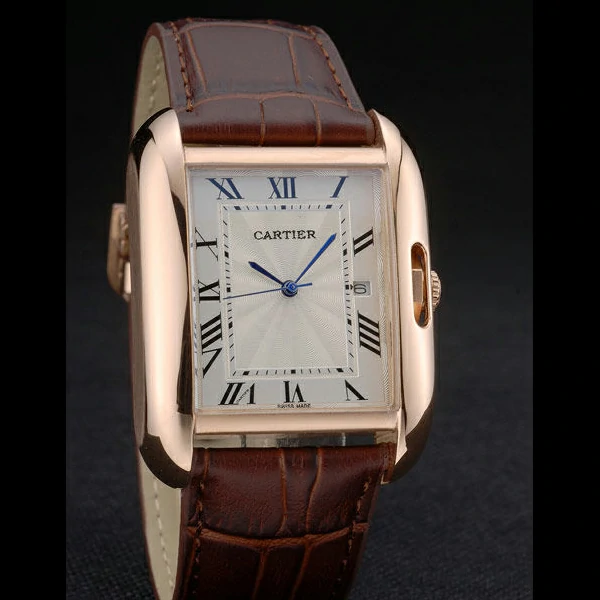 Cartier Tank Anglaise 36mm White Dial Gold Case Brown Leather Bracelet new59177