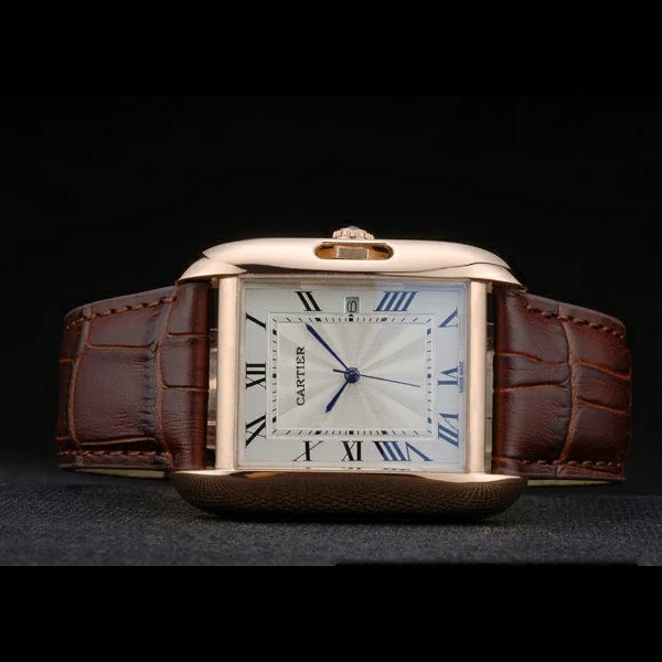 Cartier Tank Anglaise 36mm White Dial Gold Case Brown Leather Bracelet new59177