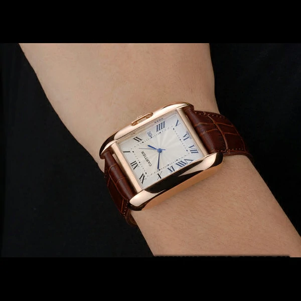 Cartier Tank Anglaise 36mm White Dial Gold Case Brown Leather Bracelet new59177