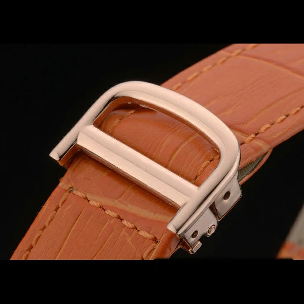 Cartier Tank Anglaise 30mm White Dial Diamonds Gold Case Orange Leather Bracelet new59178
