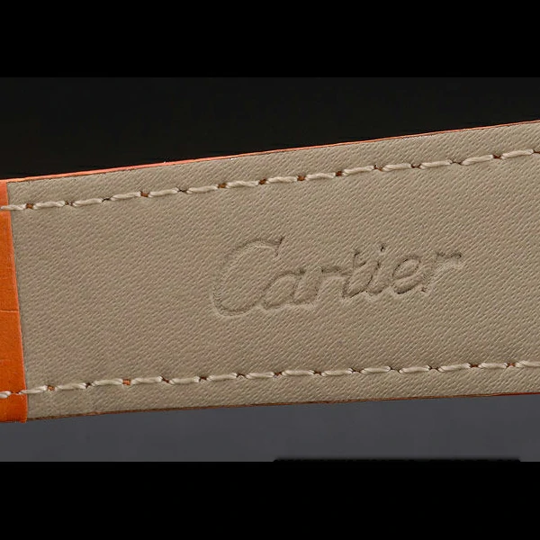 Cartier Tank Anglaise 30mm White Dial Diamonds Gold Case Orange Leather Bracelet new59178