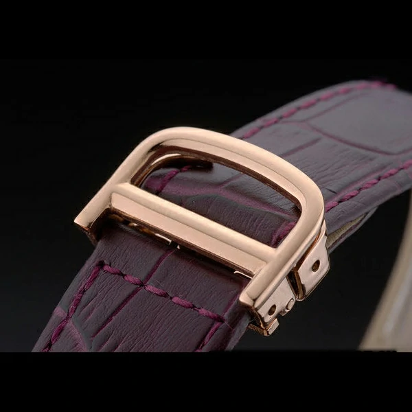 Cartier Tank Anglaise 30mm White Dial Gold Case Purple Leather Bracelet new59180