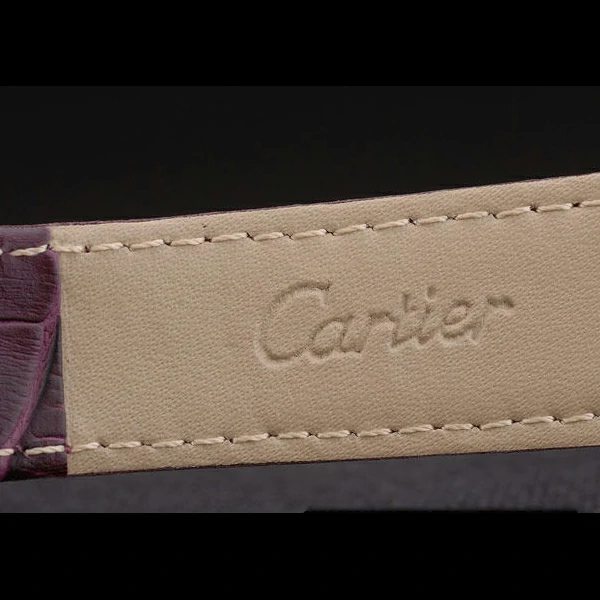 Cartier Tank Anglaise 30mm White Dial Gold Case Purple Leather Bracelet new59180