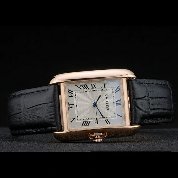 Cartier Tank Anglaise 30mm White Dial Gold Case Black Leather Bracelet new59181