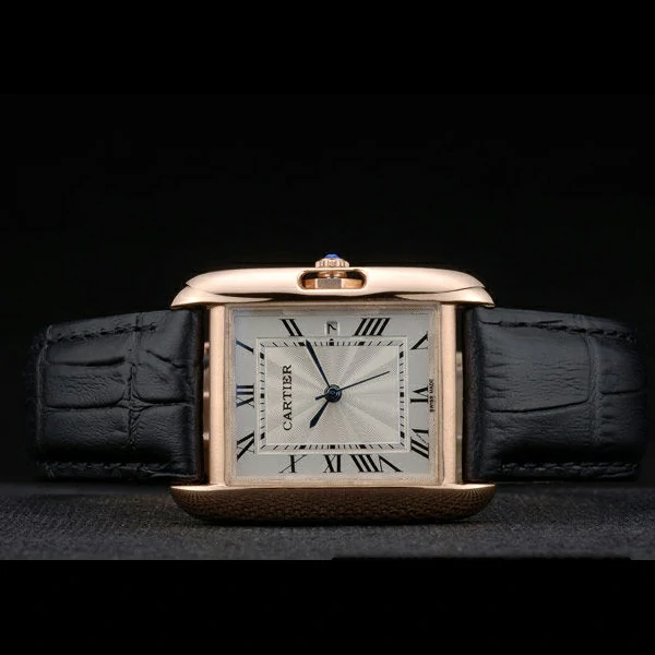 Cartier Tank Anglaise 30mm White Dial Gold Case Black Leather Bracelet new59181