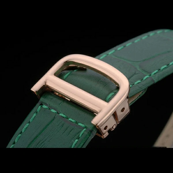 Cartier Tank Anglaise 30mm White Dial Gold Case Green Leather Bracelet new59183