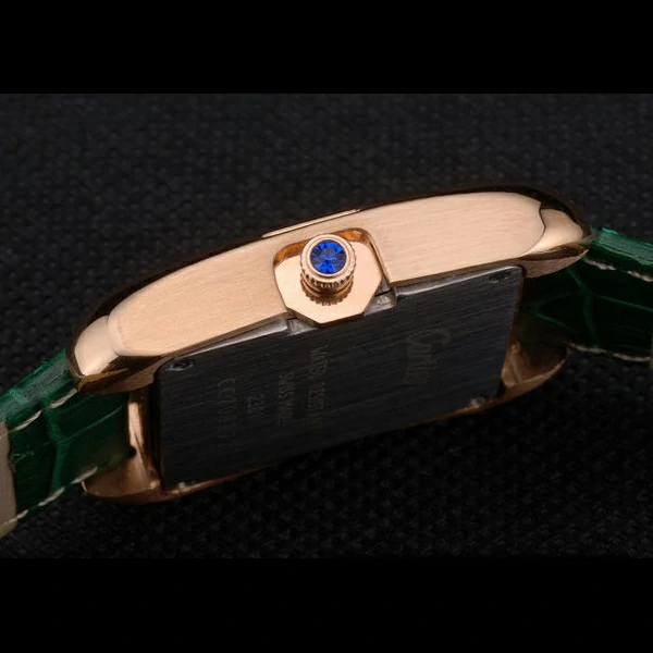 Cartier Tank Anglaise 30mm White Dial Gold Case Green Leather Bracelet new59183