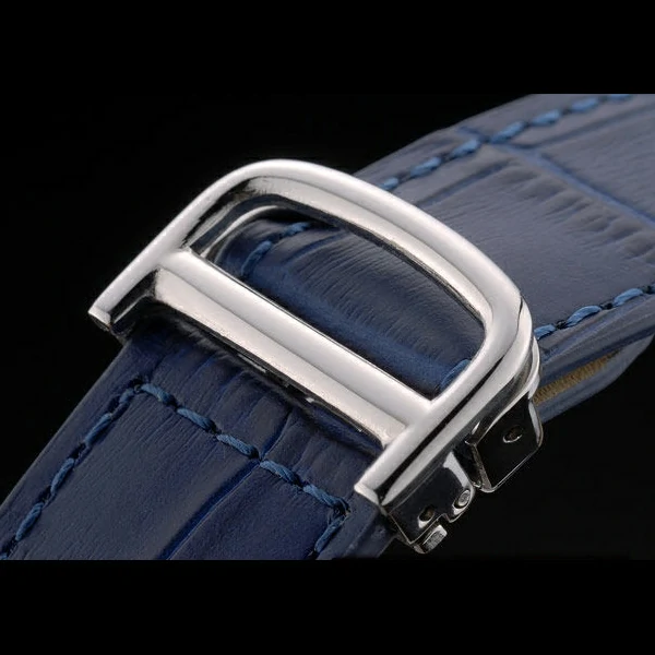 Cartier Tank Anglaise 36mm White Dial Diamonds Steel Case Blue Leather Bracelet new59184