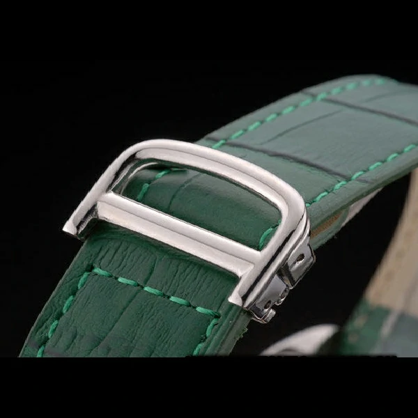 Cartier Tank Anglaise 36mm White Dial Diamonds Steel Case Green Leather Bracelet new59185