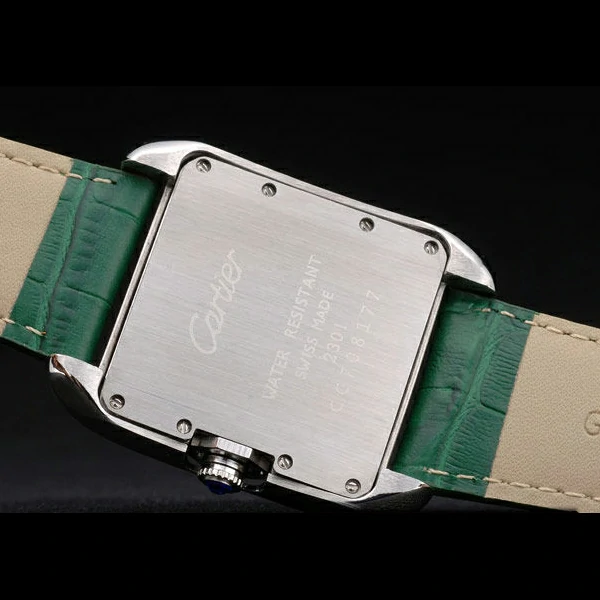 Cartier Tank Anglaise 36mm White Dial Diamonds Steel Case Green Leather Bracelet new59185