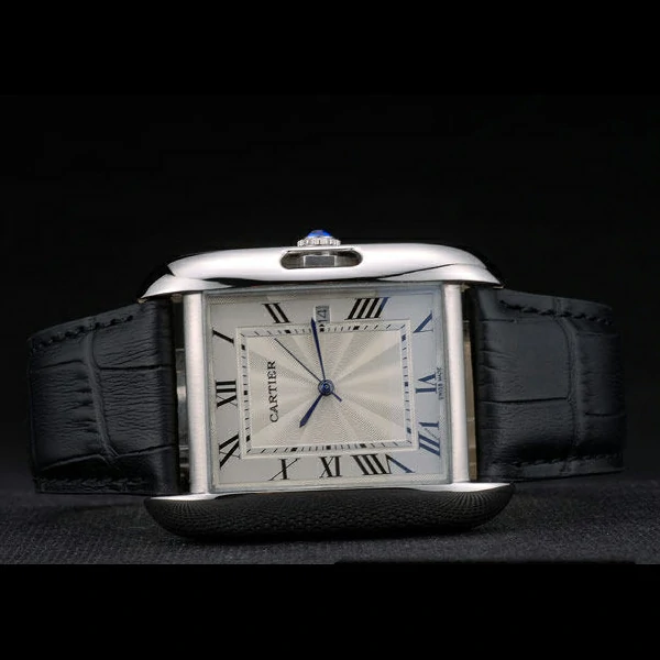 Cartier Tank Anglaise 36mm White Dial Stainless Steel Case Black Leather Bracelet new59186