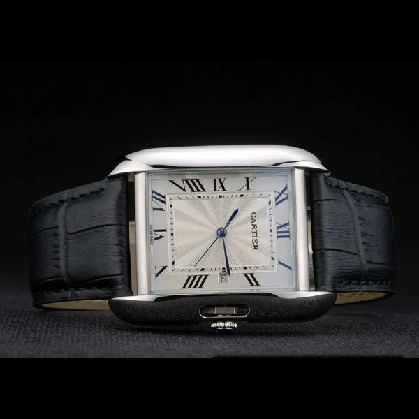 Cartier Tank Anglaise 36mm White Dial Stainless Steel Case Black Leather Bracelet new59186