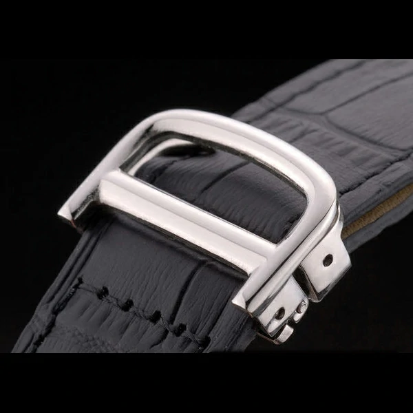 Cartier Tank Anglaise 36mm White Dial Stainless Steel Case Black Leather Bracelet new59186