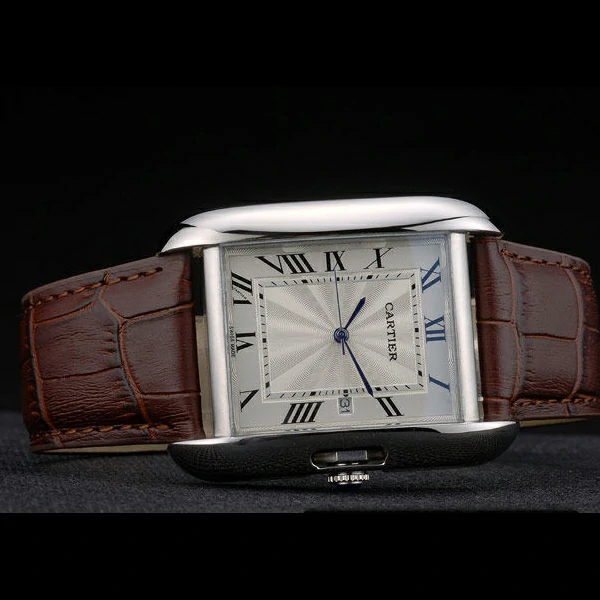 Cartier Tank Anglaise 36mm White Dial Stainless Steel Case Brown Leather Bracelet new59187