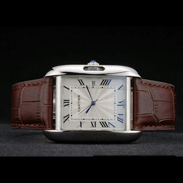 Cartier Tank Anglaise 36mm White Dial Stainless Steel Case Brown Leather Bracelet new59187