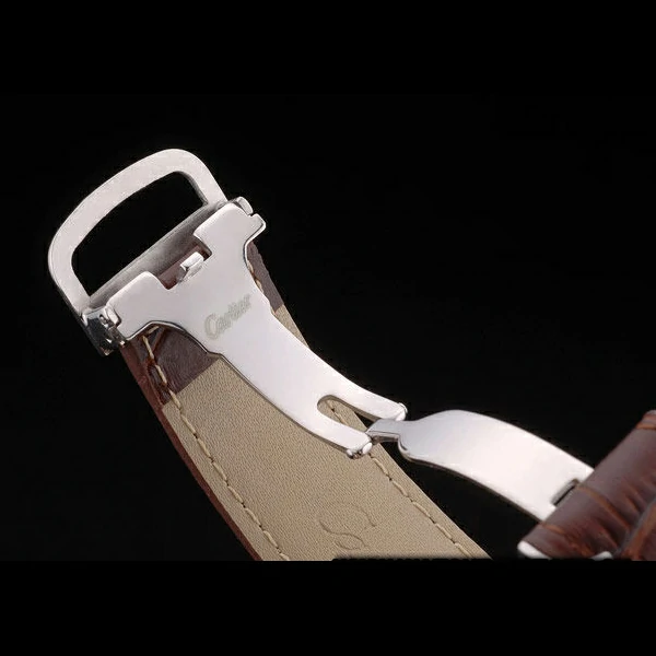 Cartier Tank Anglaise 36mm White Dial Stainless Steel Case Brown Leather Bracelet new59187