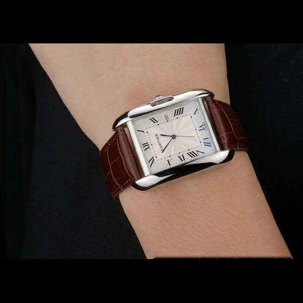Cartier Tank Anglaise 36mm White Dial Stainless Steel Case Brown Leather Bracelet new59187
