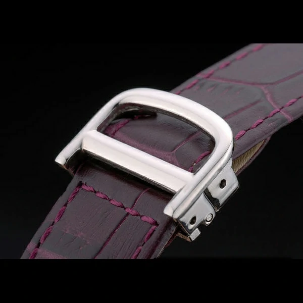 Cartier Tank Anglaise 30mm White Dial Stainless Steel Case Purple Leather Bracelet new59188